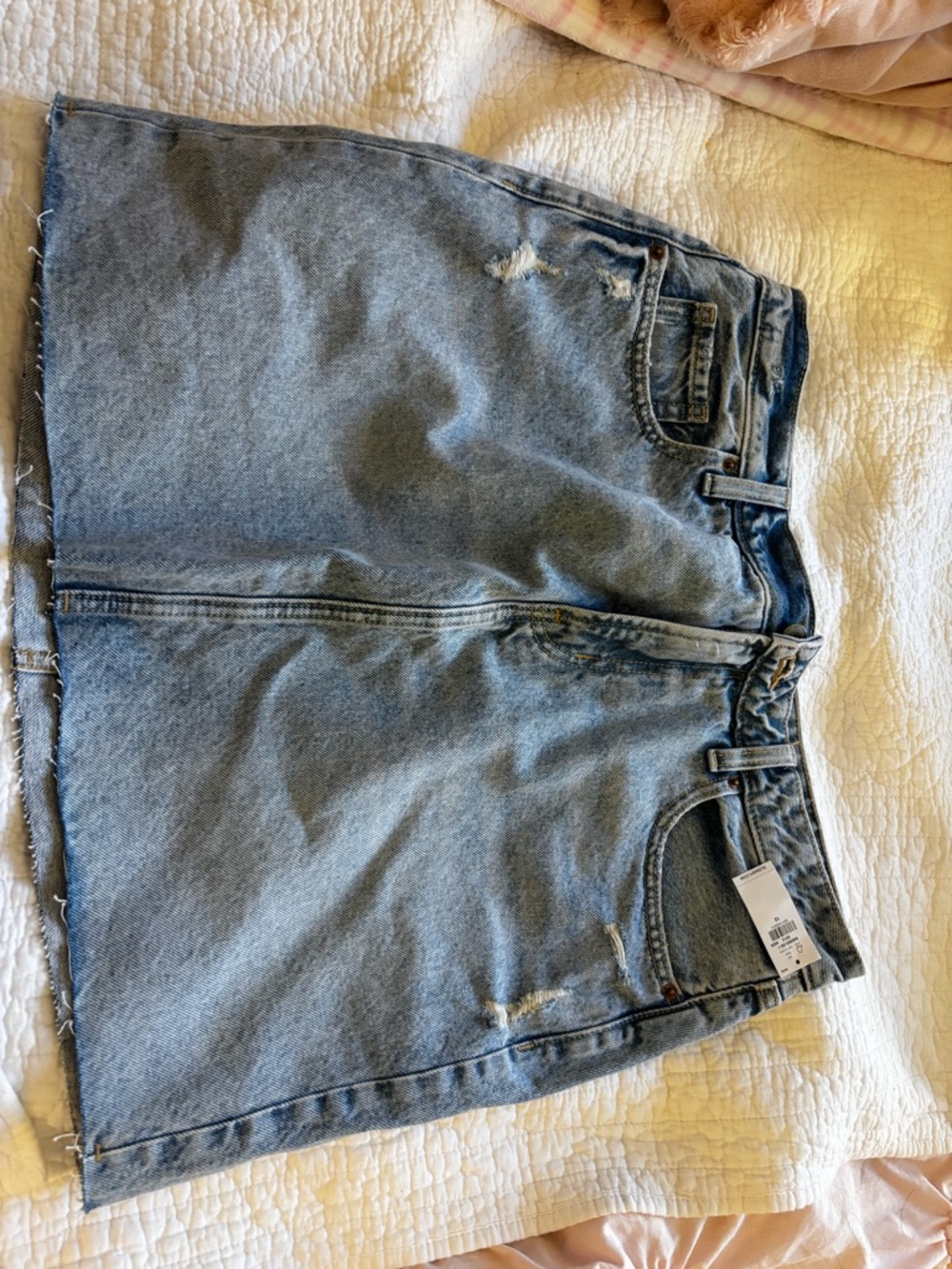 Old Navy Light Blue Denim Mini Skirt with Distressed Hem